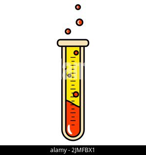 Tube à essai chimique élément isolé sur fond blanc réaction chimique Illustration de Vecteur