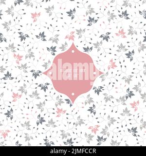 Vector Tiny gris rose florale réseau sur blanc cadre sans couture motif arrière-plan Illustration de Vecteur