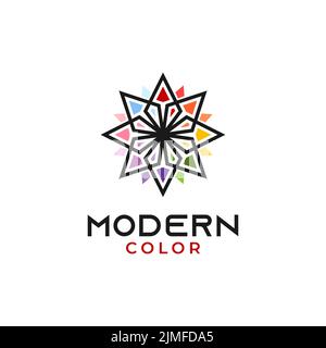 Inspiration moderne et colorée pour le logo à motif fleuri Illustration de Vecteur