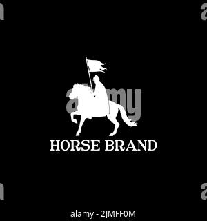 Inspiration pour le design du logo Royal Horseback Knight Silhouette Illustration de Vecteur