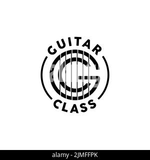 Lettre initiale G C ou CG Guitar cordes musique logo design Illustration de Vecteur