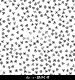 Motif floral noir et blanc sans couture pour un arrière-plan textile ou design avec fleur rose dessinée à la main Illustration de Vecteur