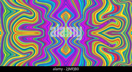 Motif en marbre coloré et psychédélique sans couture avec des torsades hallucinantes. Texture acrylique liquide vectorielle. Flow art. Trippy 70s fond textile. Cravate Illustration de Vecteur
