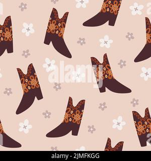 Motif bottes boho de cowboy Illustration de Vecteur