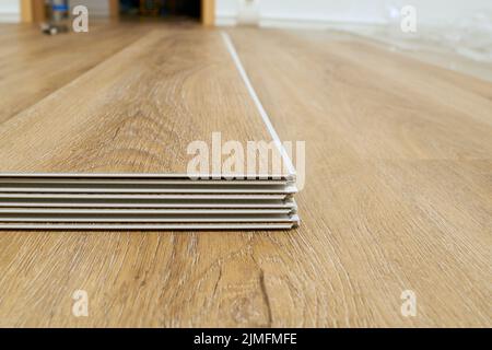 Cliquez sur plancher en vinyle pour vous installer dans le salon d'un appartement Banque D'Images