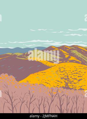 Lamar Alexander Rocky Fork State Park dans la région Blue Ridge des Appalaches Unicoi County Tennessee USA WPA Poster Art Banque D'Images