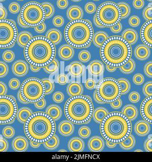Motif sans couture avec décoration aborigène géométrique. Arrière-plan ethnique tribal de couleur arrondie. Afican, motiph. australien. Peinture de points. Vecteur Illustration de Vecteur