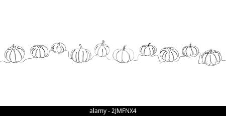 Pumpkins continue un fond de dessin de ligne. Illustration vectorielle pour l'affiche de conception, la bannière, la brochure. Illustration de Vecteur