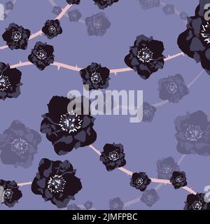 Motif des fleurs sur fond bleu Illustration de Vecteur