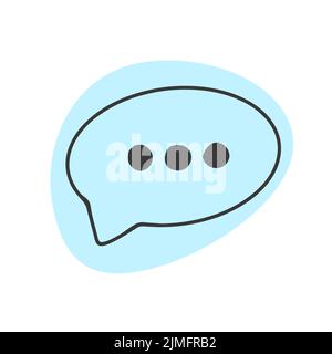 Icône boîte de dialogue bulle et trois points dans style Doodle Illustration de Vecteur