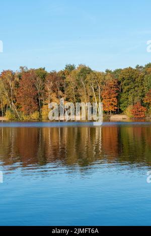 Un jour d'automne ensoleillé sur le plateau des six lacs à Duisburg Banque D'Images