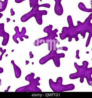 Motif sans couture abstrait violet amorphe taches sur fond blanc motif moderne Illustration de Vecteur
