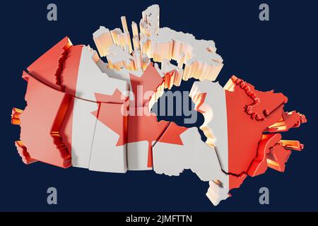Canada décalage de carte provinces 3D rendu Banque D'Images