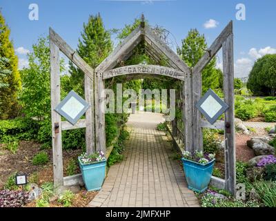 La porte du jardin a ouvert ses portes en 2005 à la station de recherche agricole péninsulaire de l'Université du Wisconsin, à Sturgeon Bay, dans le comté de Door, Wisconsin, États-Unis Banque D'Images