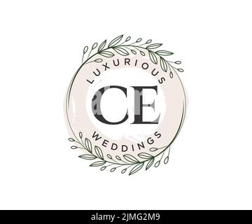 Ce initiales lettre mariage monogramme logos modèle, dessin à la main moderne minimalistes et modèles floraux pour cartes d'invitation, Enregistrer la date, élégant Illustration de Vecteur