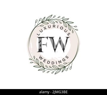 FW initiales lettre mariage monogramme logos modèle, dessin à la main moderne minimalistes et modèles floraux pour cartes d'invitation, Save the Date, élégant Illustration de Vecteur