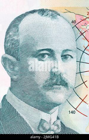 Portrait de Jovan Cvijic de l'argent serbe Banque D'Images