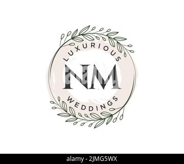 NM initiales lettre mariage monogramme logos modèle, dessin à la main moderne minimalistes et modèles floraux pour cartes d'invitation, Enregistrer la date, élégant Illustration de Vecteur