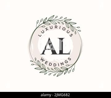 AL initiales lettre mariage monogramme logos modèle, dessin à la main moderne minimalistes et modèles floraux pour cartes d'invitation, Save the Date, élégant Illustration de Vecteur