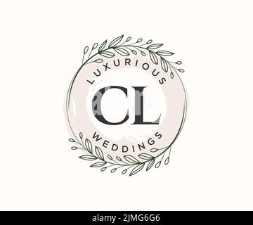 CL initiales lettre mariage monogramme logos modèle, dessin à la main moderne minimalistes et modèles floraux pour cartes d'invitation, Enregistrer la date, élégant Illustration de Vecteur