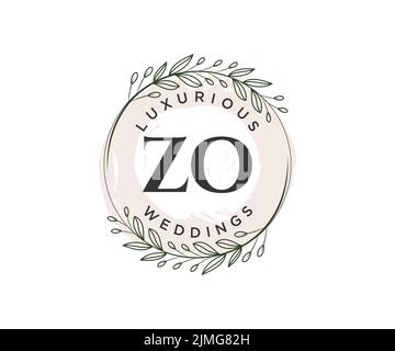 ZO lettre mariage monogramme logos modèle, dessin à la main moderne minimaliste et modèles floraux pour cartes d'invitation, Save the Date, élégant Illustration de Vecteur