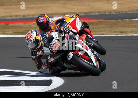 Takaaki Nakagami de LCR Honda Idemitsu lors de la qualification au Grand Prix britannique MotoGP Monster Energy à Silverstone, à Towcester. Date de la photo: Samedi 6 août 2022. Banque D'Images