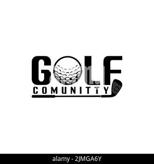 Logo de la communauté de golf simple avec ballon et bâton Illustration de Vecteur