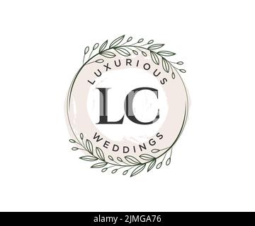 Lettre initiale LC modèle de logos de mariage, modèles minimalistes et floraux dessinés à la main pour cartes d'invitation, Enregistrer la date, élégant Illustration de Vecteur