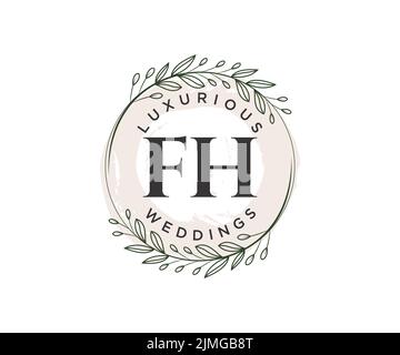 FH initiales lettre mariage monogramme logos modèle, dessin à la main moderne minimalistes et modèles floraux pour cartes d'invitation, Enregistrer la date, élégant Illustration de Vecteur