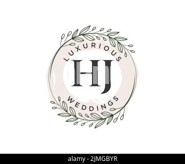 HJ initiales lettre mariage monogramme logos modèle, dessin à la main moderne minimalistes et modèles floraux pour cartes d'invitation, Enregistrer la date, élégant Illustration de Vecteur