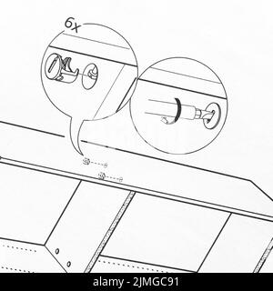 Instructions d'assemblage des meubles avec toutes les pièces individuelles existantes Banque D'Images