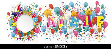 Banderole confetti aux ballons d'Alaaf Karneval Banque D'Images