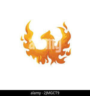 Un dessin vectoriel d'un oiseau de phoenix avec des flammes de feu sur un fond blanc Illustration de Vecteur