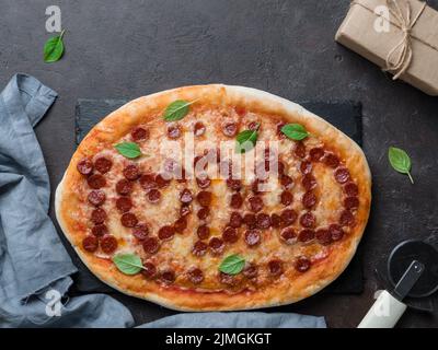 Pizza avec j'aime le lettrage de papa, espace de copie Banque D'Images