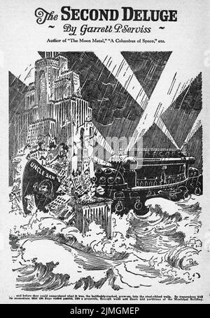 Le second Deluge, par Garrett P. Serviss. Illustration de Amazing Stories, décembre 1926. Banque D'Images