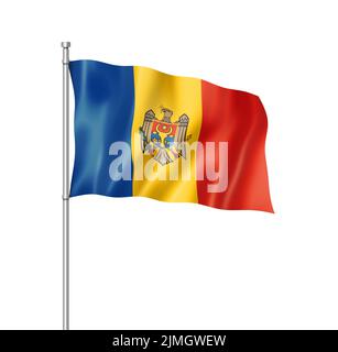 Drapeau de Moldavie isolé sur blanc Banque D'Images