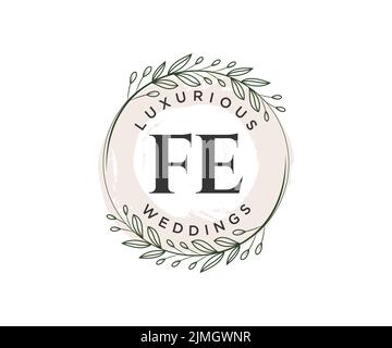 FE initiales lettre mariage monogramme logos modèle, dessin à la main moderne minimalistes et modèles floraux pour cartes d'invitation, Save the Date, élégant Illustration de Vecteur