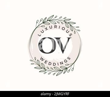 VO initiales lettre mariage monogramme logos modèle, dessin à la main moderne minimalistes et modèles floraux pour cartes d'invitation, Save the Date, élégant Illustration de Vecteur