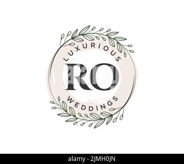 RO initiales lettre mariage monogramme logos modèle, dessin à la main moderne minimalistes et modèles floraux pour cartes d'invitation, Save the Date, élégant Illustration de Vecteur