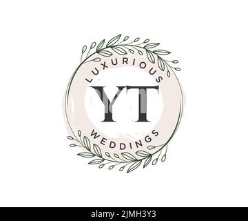 YT initiales lettre mariage monogramme logos modèle, dessin à la main moderne minimalistes et modèles floraux pour cartes d'invitation, Enregistrer la date, élégant Illustration de Vecteur