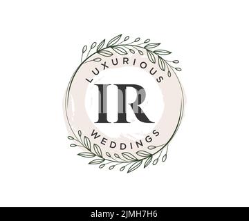 IR initiales lettre mariage monogramme logos modèle, dessin à la main moderne minimaliste et modèles floraux pour cartes d'invitation, Save the Date, élégant Illustration de Vecteur