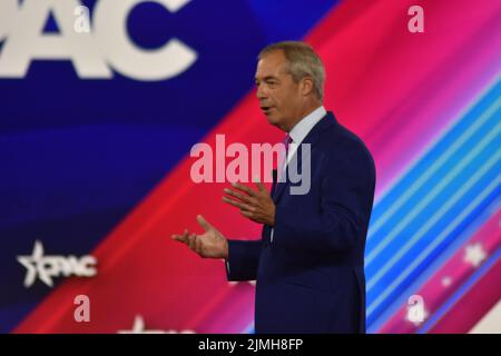 Dallas, Texas, États-Unis. 6th août 2022. (NOUVEAU) Nigel Farage prononce une allocution à la Conférence d'action politique conservatrice 2022 à Dallas, Texas. 6 août 2022, Dallas, Texas, États-Unis. Nigel Farage fait des remarques lors de la Conférence d'action politique conservatrice (CPAC), qui s'est tenue samedi (6) dans l'État du Texas, aux États-Unis. Nigel Paul Farage est un radiodiffuseur britannique et ancien politicien qui a été chef du Parti pour l'indépendance du Royaume-Uni de 2006 à 2009 et de 2010 à 2016 et chef du Parti pour le Brexit de 2019 à 2021. Crédit: ZUMA Press, Inc./Alamy Live News crédit: ZUMA Press, Inc./Alamy Live News Banque D'Images