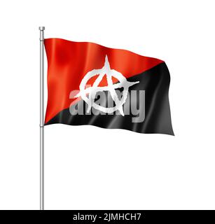 Drapeau anarchie isolé sur blanc Banque D'Images
