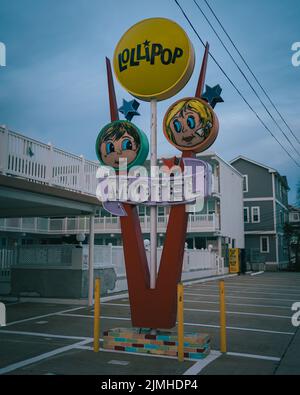 Panneau vintage Lollipop Motel, North Wildwood, New Jersey Banque D'Images