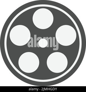 Une conception vectorielle du logo de bobine de film et de l'icône de lecture isolée sur fond blanc Illustration de Vecteur