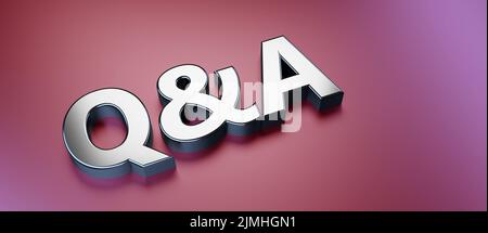 Symbole de Q&A comme texte de bannière - 3D Illustration Banque D'Images