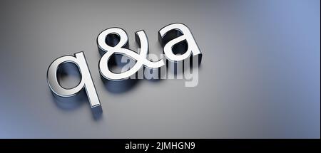 Symbole de Q&A comme texte de bannière - 3D Illustration Banque D'Images