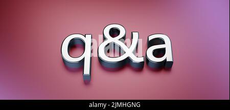 Symbole de Q&A comme texte de bannière - 3D Illustration Banque D'Images