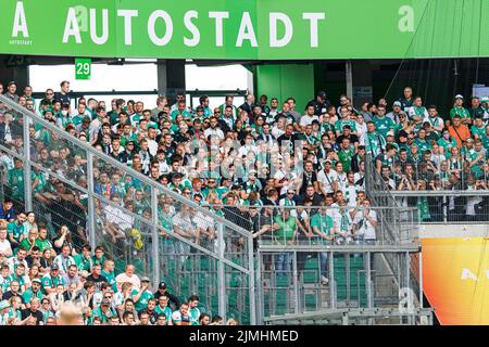 Wolfsburg, Allemagne. 06th août 2022. Firo : 06.08.2022, football, 1st ligue, 1st Bundesliga, Saison 2022/2023, VfL Wolfsburg - SV Werder Bremen ont été arrêtés. Credit: dpa/Alay Live News Banque D'Images