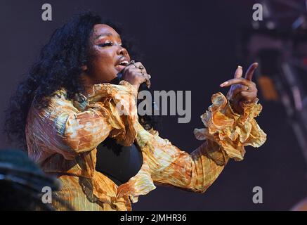 SZA se produit lors du festival de musique et d'arts Outside Lands de 2022 au parc Golden Gate de 05 août 2022, à San Francisco, en Californie. Photo: Casey Flanigan/imageSPACE/Sipa USA crédit: SIPA USA/Alay Live News Banque D'Images